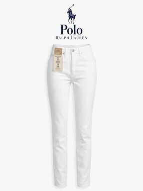 NWT $125 Polo Ralph Lauren High Rise Skinny Ankle Jeans White Size 25 (B84)